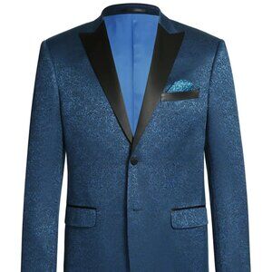 Mens 1 Button Satin Peak Lapel Paisley Prom Ultra Slim Fitted Blazer in Dark Tea